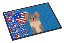 Load image into Gallery viewer, Longhaired Blue and Tan Chihuahua USA American Doormat - 24x36 Decorative Floor Mat – Indoor/Outdoor Rug with Artistic Flair