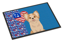 Load image into Gallery viewer, Longhaired Gold and White Chihuahua USA American Doormat - 24x36 Decorative Floor Mat – Indoor/Outdoor Rug with Artistic Flair
