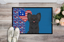 Load image into Gallery viewer, Longhaired Black Chihuahua USA American Doormat - 24x36 Decorative Floor Mat – Indoor/Outdoor Rug with Artistic Flair
