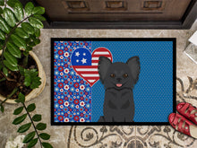 Load image into Gallery viewer, Longhaired Black Chihuahua USA American Doormat - 24x36 Decorative Floor Mat – Indoor/Outdoor Rug with Artistic Flair