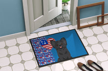 Load image into Gallery viewer, Longhaired Black Chihuahua USA American Doormat - 24x36 Decorative Floor Mat – Indoor/Outdoor Rug with Artistic Flair