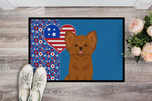 Load image into Gallery viewer, Longhaired Red Chihuahua USA American Doormat - 24x36 Decorative Floor Mat – Indoor/Outdoor Rug with Artistic Flair