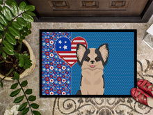 Load image into Gallery viewer, Longhaired Black and White #2 Chihuahua USA American Doormat - 24x36 Decorative Floor Mat – Indoor/Outdoor Rug with Artistic Flair