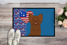 Load image into Gallery viewer, Longhaired Chocolate Chihuahua USA American Doormat - 24x36 Decorative Floor Mat – Indoor/Outdoor Rug with Artistic Flair