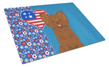 Load image into Gallery viewer, Longhaired Chocolate Chihuahua USA American Glass Cutting Boards – Durable, Decorative Kitchen Art Large