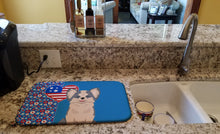 Load image into Gallery viewer, Longhaired Blue and White Chihuahua USA American Dish Drying Mat – Absorbent, Artistic Kitchen Essentials