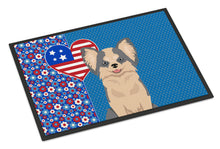 Load image into Gallery viewer, Longhaired Blue and White Chihuahua USA American Doormat - 24x36 Decorative Floor Mat – Indoor/Outdoor Rug with Artistic Flair
