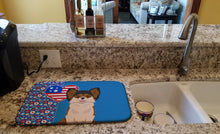 Load image into Gallery viewer, Longhaired Black and Red Chihuahua USA American Dish Drying Mat – Absorbent, Artistic Kitchen Essentials