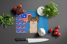 Load image into Gallery viewer, Longhaired Black and Red Chihuahua USA American Glass Cutting Boards – Durable, Decorative Kitchen Art Large