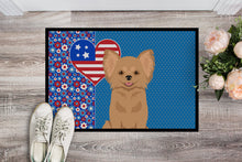 Load image into Gallery viewer, Longhaired Gold Chihuahua USA American Doormat - 24x36 Decorative Floor Mat – Indoor/Outdoor Rug with Artistic Flair