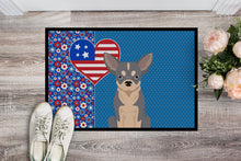 Load image into Gallery viewer, Blue and White Chihuahua USA American Doormat - 24x36 Decorative Floor Mat – Indoor/Outdoor Rug with Artistic Flair
