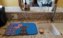 Load image into Gallery viewer, Black and Tan Chihuahua USA American Dish Drying Mat – Absorbent, Artistic Kitchen Essentials