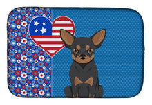 Load image into Gallery viewer, Black and Tan Chihuahua USA American Dish Drying Mat – Absorbent, Artistic Kitchen Essentials