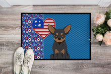 Load image into Gallery viewer, Black and Tan Chihuahua USA American Doormat - 24x36 Decorative Floor Mat – Indoor/Outdoor Rug with Artistic Flair