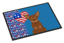 Load image into Gallery viewer, Chocolate and Tan Chihuahua USA American Doormat - 24x36 Decorative Floor Mat – Indoor/Outdoor Rug with Artistic Flair