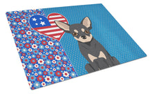 Load image into Gallery viewer, Black and Cream Chihuahua USA American Glass Cutting Boards – Durable, Decorative Kitchen Art Large