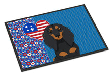 Load image into Gallery viewer, Longhair Black and Tan Dachshund USA American Doormat - 24x36 Decorative Floor Mat – Indoor/Outdoor Rug with Artistic Flair