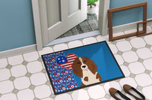 Load image into Gallery viewer, Longhair Red Pedbald Dachshund USA American Doormat - 24x36 Decorative Floor Mat – Indoor/Outdoor Rug with Artistic Flair