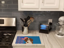 Load image into Gallery viewer, Longhair Red Pedbald Dachshund USA American Glass Cutting Boards – Durable, Decorative Kitchen Art Large