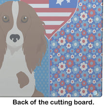 Load image into Gallery viewer, Longhair Red Pedbald Dachshund USA American Glass Cutting Boards – Durable, Decorative Kitchen Art Large