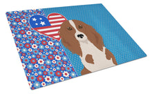Load image into Gallery viewer, Longhair Red Pedbald Dachshund USA American Glass Cutting Boards – Durable, Decorative Kitchen Art Large