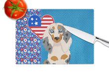 Load image into Gallery viewer, Longhair Cream Dapple Dachshund USA American Glass Cutting Boards – Durable, Decorative Kitchen Art Large