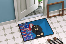 Load image into Gallery viewer, Longhair Black and Cream Dachshund USA American Doormat - 24x36 Decorative Floor Mat – Indoor/Outdoor Rug with Artistic Flair