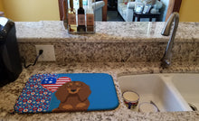 Load image into Gallery viewer, Longhair Chocolate and Tan Dachshund USA American Dish Drying Mat – Absorbent, Artistic Kitchen Essentials