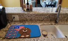 Load image into Gallery viewer, Longhair Chocolate and Cream Dachshund USA American Dish Drying Mat – Absorbent, Artistic Kitchen Essentials