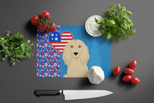 Load image into Gallery viewer, Longhair Cream Dachshund USA American Glass Cutting Boards – Durable, Decorative Kitchen Art Large
