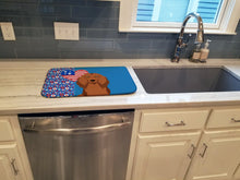 Load image into Gallery viewer, Longhair Red Dachshund USA American Dish Drying Mat – Absorbent, Artistic Kitchen Essentials