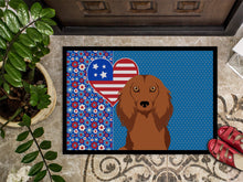 Load image into Gallery viewer, Longhair Red Dachshund USA American Doormat - 24x36 Decorative Floor Mat – Indoor/Outdoor Rug with Artistic Flair