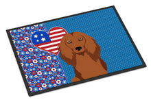Load image into Gallery viewer, Longhair Red Dachshund USA American Doormat - 24x36 Decorative Floor Mat – Indoor/Outdoor Rug with Artistic Flair