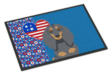 Load image into Gallery viewer, Longhair Blue and Tan Dachshund USA American Doormat - 24x36 Decorative Floor Mat – Indoor/Outdoor Rug with Artistic Flair
