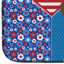 Load image into Gallery viewer, Red Piebald Dachshund USA American Dish Drying Mat – Absorbent, Artistic Kitchen Essentials