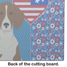 Load image into Gallery viewer, Red Piebald Dachshund USA American Glass Cutting Boards – Durable, Decorative Kitchen Art Large