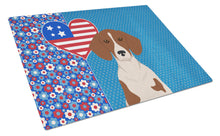 Load image into Gallery viewer, Red Piebald Dachshund USA American Glass Cutting Boards – Durable, Decorative Kitchen Art Large