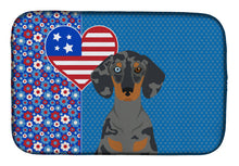Load image into Gallery viewer, Black Dapple Dachshund USA American Dish Drying Mat – Absorbent, Artistic Kitchen Essentials