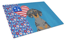 Load image into Gallery viewer, Black Dapple Dachshund USA American Glass Cutting Boards – Durable, Decorative Kitchen Art Large