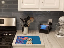 Load image into Gallery viewer, Cream Dapple Dachshund USA American Glass Cutting Boards – Durable, Decorative Kitchen Art Large