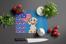 Load image into Gallery viewer, Cream Dapple Dachshund USA American Glass Cutting Boards – Durable, Decorative Kitchen Art Large