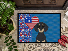Load image into Gallery viewer, Black and Cream Dachshund USA American Doormat - 24x36 Decorative Floor Mat – Indoor/Outdoor Rug with Artistic Flair