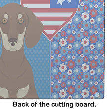 Load image into Gallery viewer, Chocolate and Cream Dachshund USA American Glass Cutting Boards – Durable, Decorative Kitchen Art Large