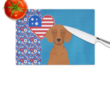 Load image into Gallery viewer, Red Dachshund USA American Glass Cutting Boards – Durable, Decorative Kitchen Art Large