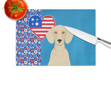 Load image into Gallery viewer, Cream Dachshund USA American Glass Cutting Boards – Durable, Decorative Kitchen Art Large