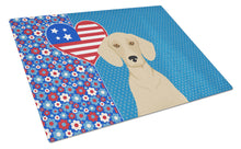 Load image into Gallery viewer, Cream Dachshund USA American Glass Cutting Boards – Durable, Decorative Kitchen Art Large