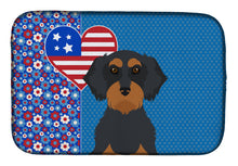 Load image into Gallery viewer, Wirehair Black and Tan Dachshund USA American Dish Drying Mat – Absorbent, Artistic Kitchen Essentials