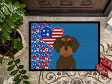 Load image into Gallery viewer, Wirehair Chocolate and Tan Dachshund USA American Doormat - 24x36 Decorative Floor Mat – Indoor/Outdoor Rug with Artistic Flair