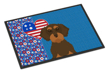 Load image into Gallery viewer, Wirehair Chocolate and Tan Dachshund USA American Doormat - 24x36 Decorative Floor Mat – Indoor/Outdoor Rug with Artistic Flair