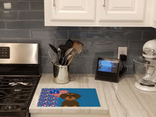 Load image into Gallery viewer, Wirehair Chocolate and Tan Dachshund USA American Glass Cutting Boards – Durable, Decorative Kitchen Art Large